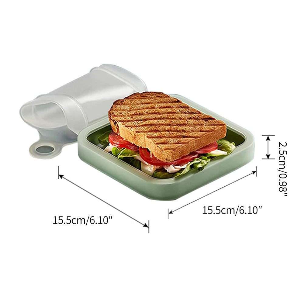Portable Silicone Sandwich Lunch Box Bento Snack Container with Handle
