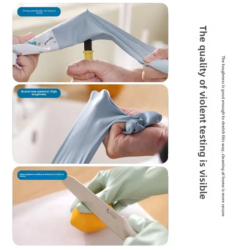 Women's Waterproof Cleaning Gloves Kitchen Rubber Gloves
