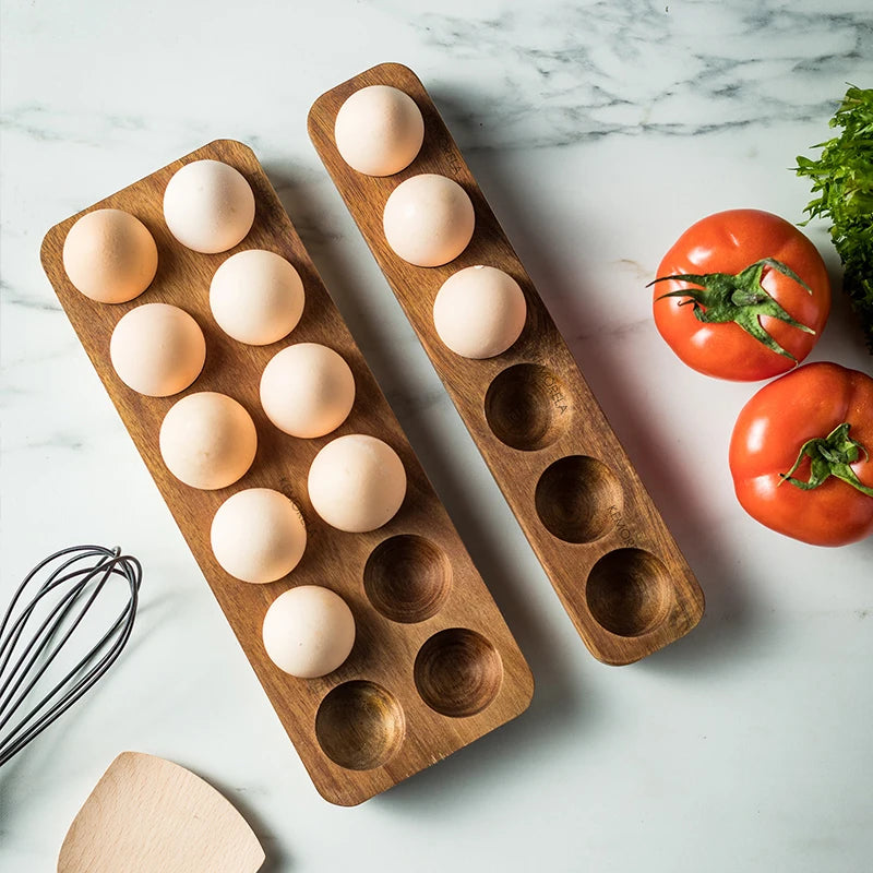 Wooden Egg Holder Rustic Egg Storage Rack