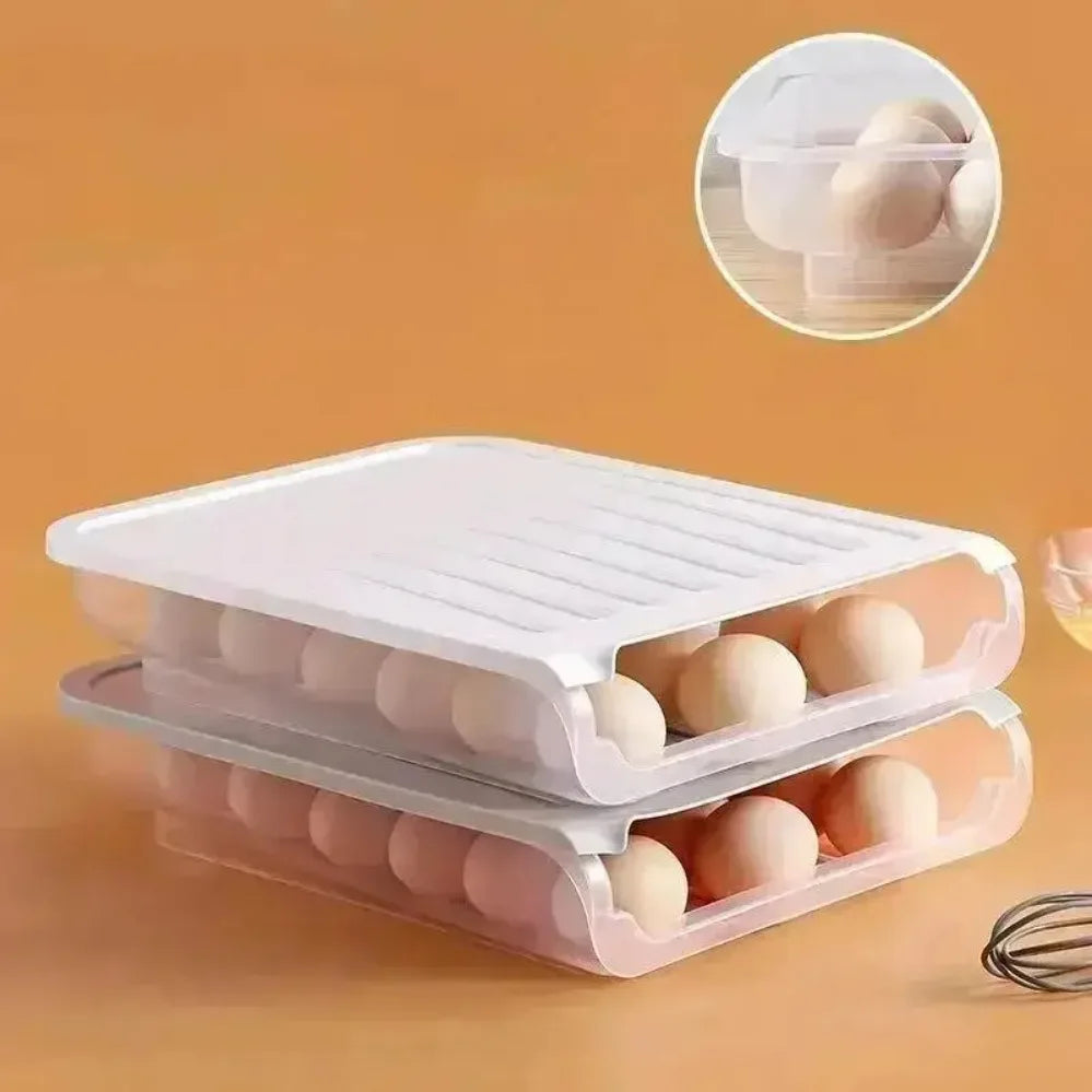Rolling Egg Storage Box Fridge Egg Organizer