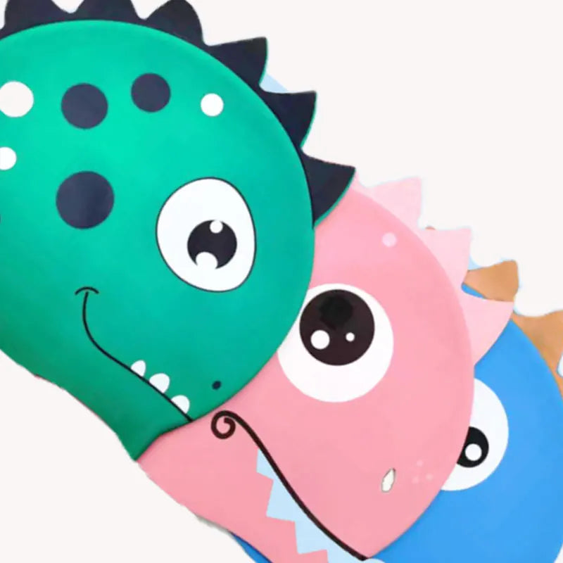 Dinosaur Silicone Swimming Cap Waterproof Long Hair Swim Hat