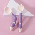 Baby Silicone Spoon & Fork Set Soft Bendable Toddler Feeding Utensils