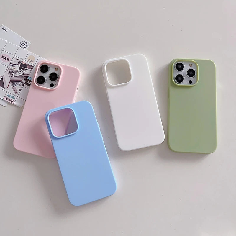 Candy Color Silicone Case for iPhone 11 12 13 14 15 16 Pro Max