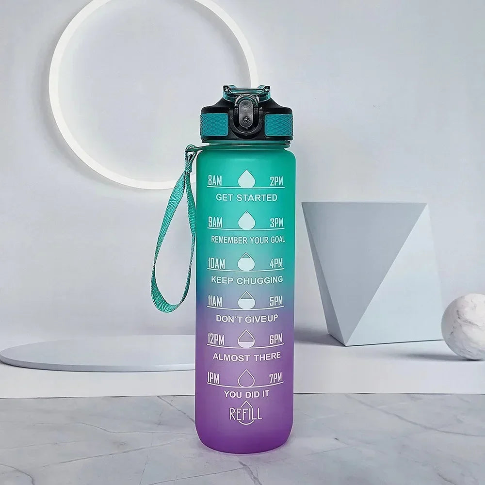 1000ml Motivational Sports Water Bottle with Time Marker