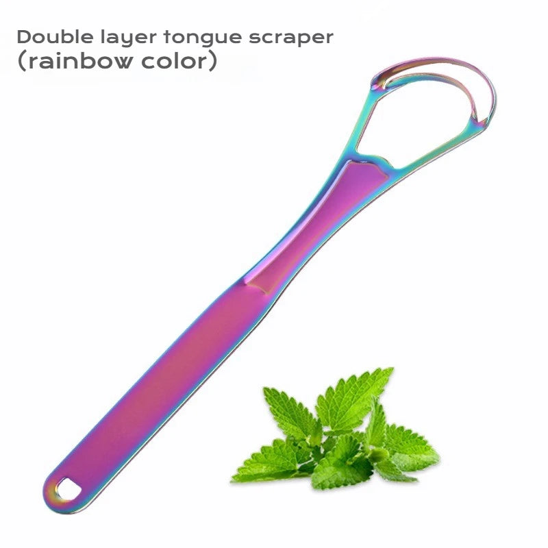 Reusable Stainless Steel Tongue Scraper Fresh Breath Oral Hygiene Tool