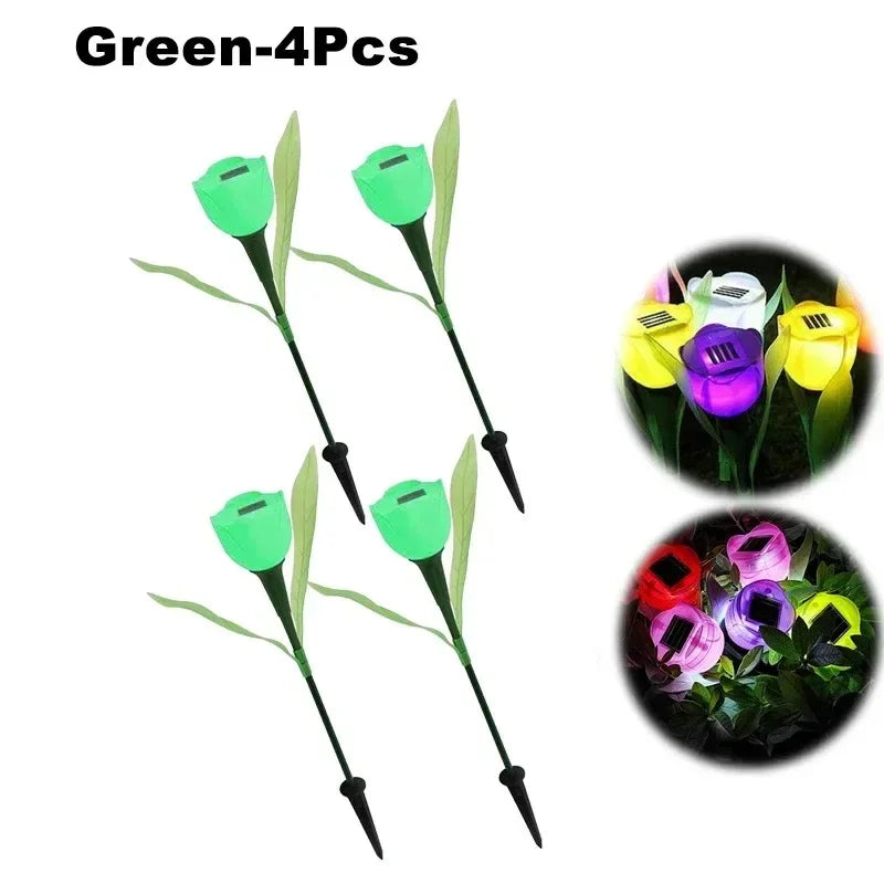 Solar Tulip Rose Flower Lights for Waterproof Garden Decor