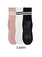 3 pairs womens yoga socks made of pure cotton featuring anti slip silicone grip indoor fitness pilates sports socks in multicolor pack