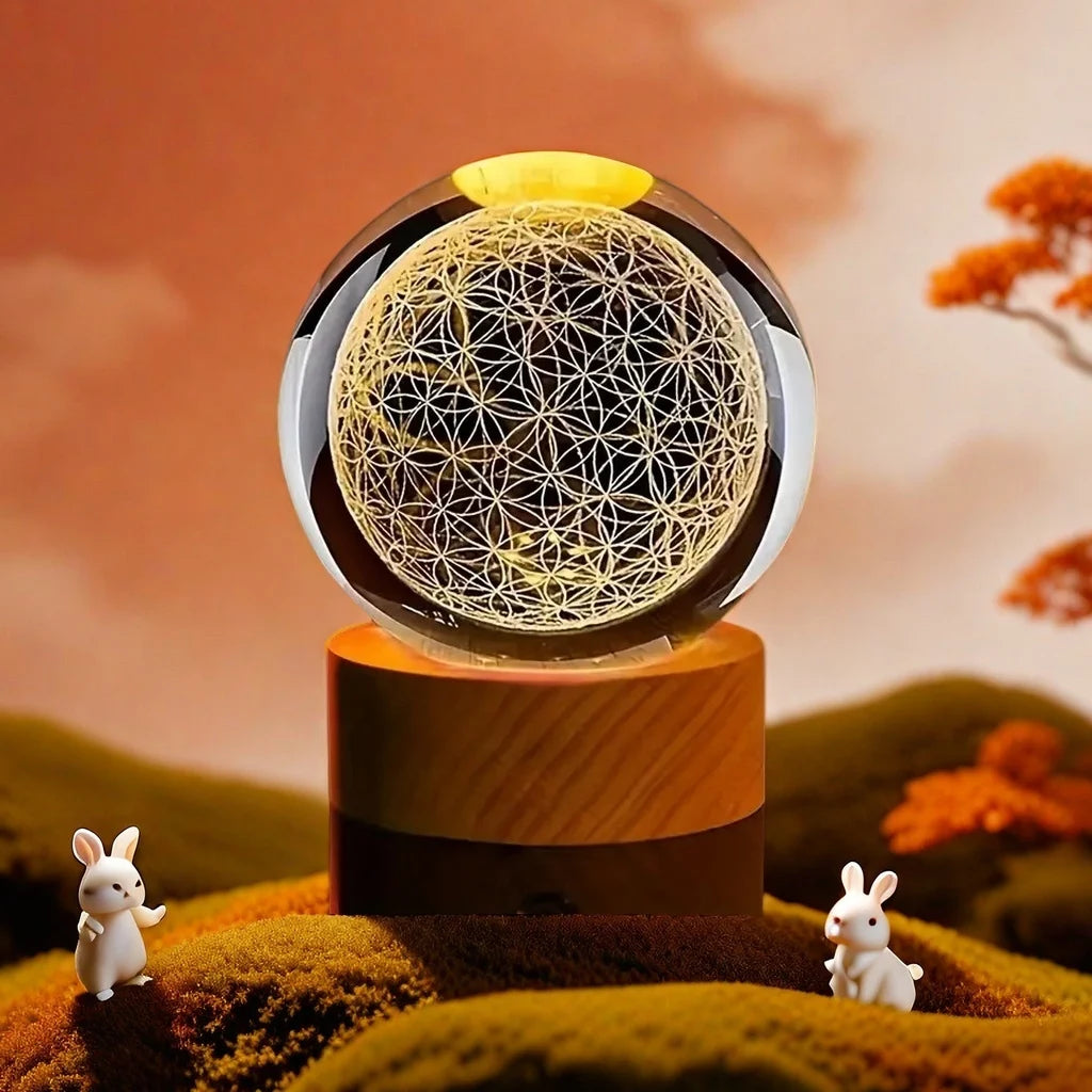 3D Flower of Life Crystal Ball USB Night Light
