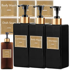 Shower Soap Dispenser Set Refillable Shampoo, Conditioner & Soap Bottles