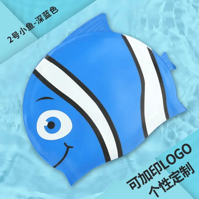 Cartoon Clownfish Kids Silicone Swimming Cap Waterproof Swim Hat