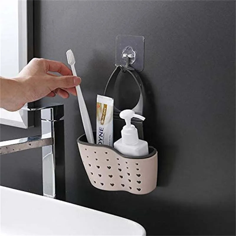 Adjustable Sink Hanging Basket Faucet Sponge & Soap Organizer