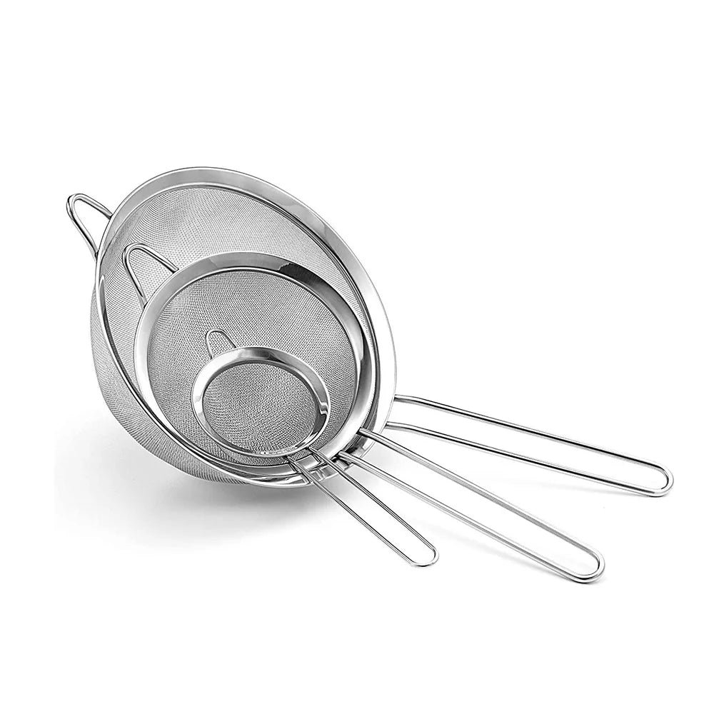 3PCS Fine Mesh Strainer Set Flour Sifter Main image
