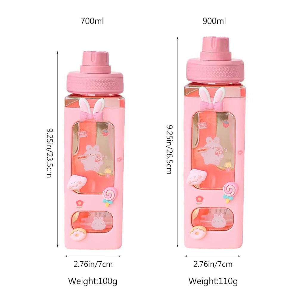 Kawaii Shaker Water Bottle with Straw BPA Free Cup