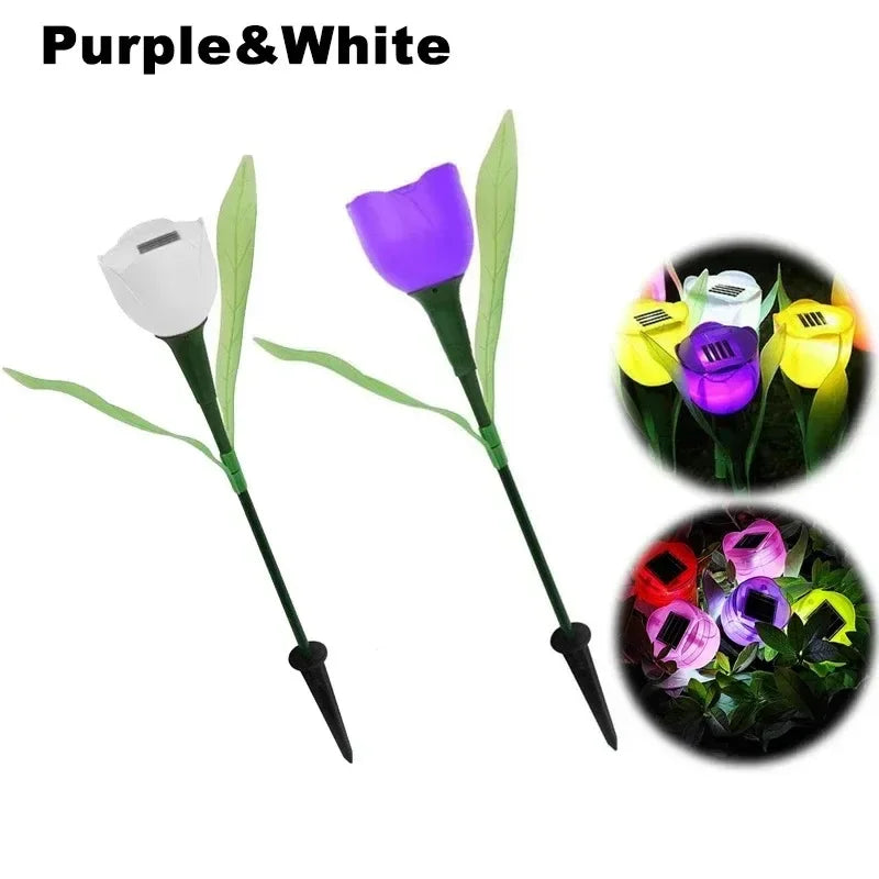 Solar Tulip Rose Flower Lights for Waterproof Garden Decor