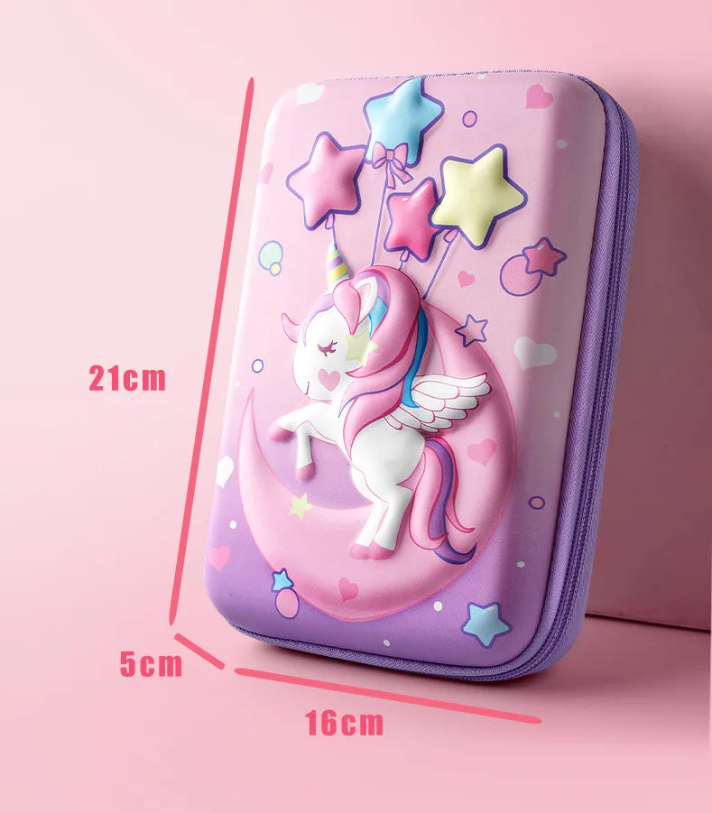 3D Unicorn Pencil Case Cute EVA Cartoon Stationery Box for Girls