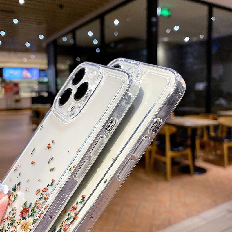 Flower Phone Case For iPhone 16 13 15 11 12 14 17 Pro Max Air 16E XS XR 7 8 SE Shockproof