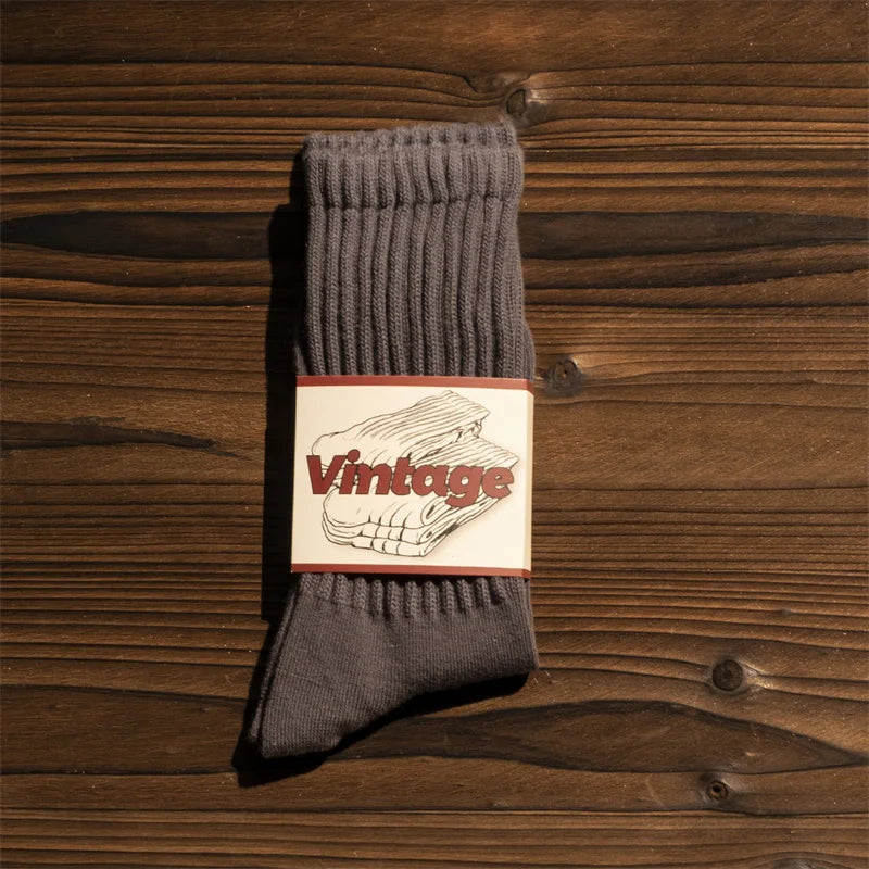 Men Vintage Thick Sports Socks Towel Bottom Casual Unisex