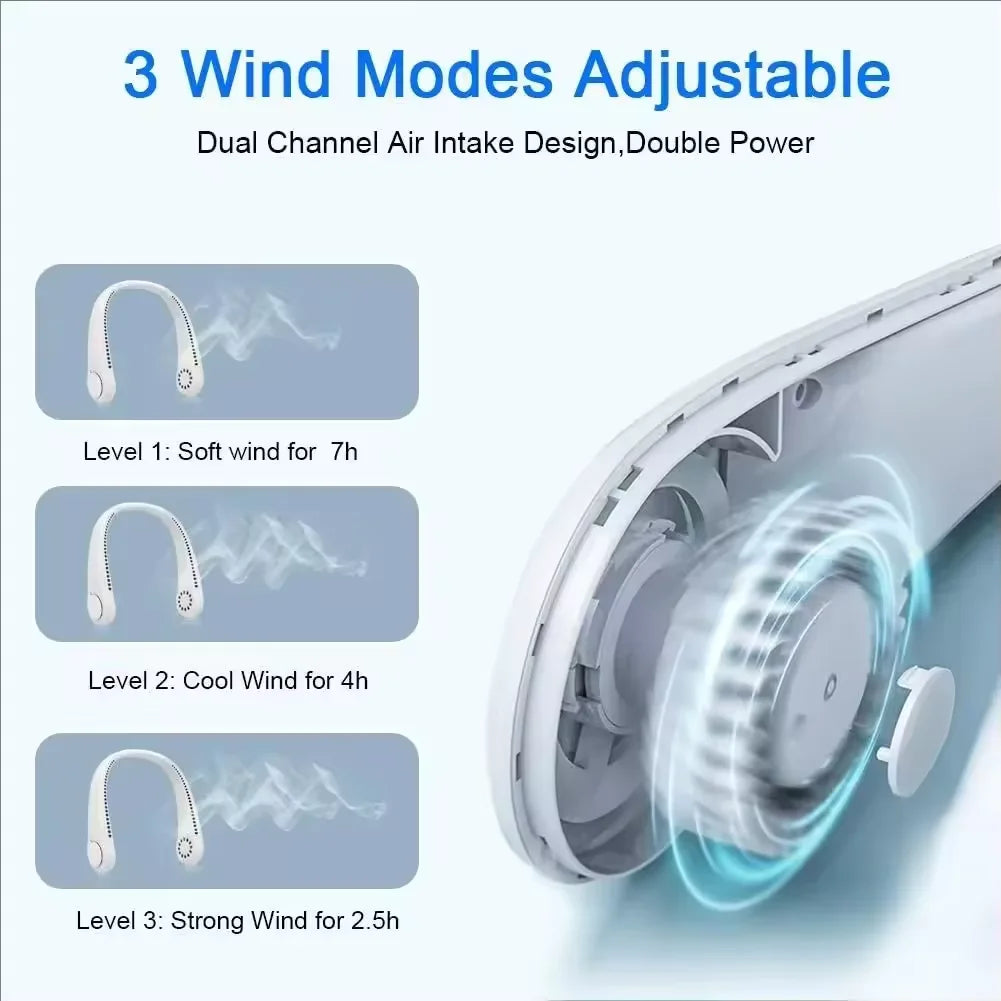 Hands-Free Neck Fan UK USB Rechargeable Bladeless Cooling Fan