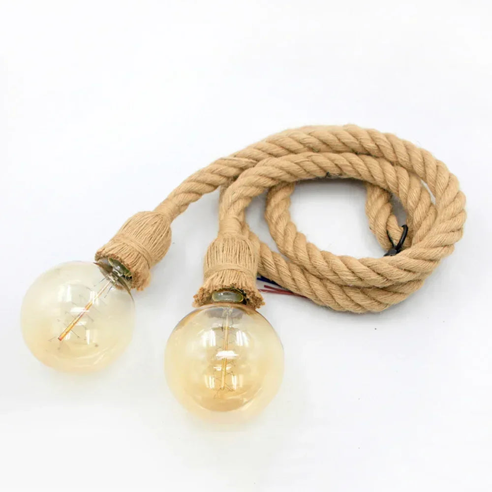 Industrial Hemp Rope Pendant Light E27 Vintage Chandelier