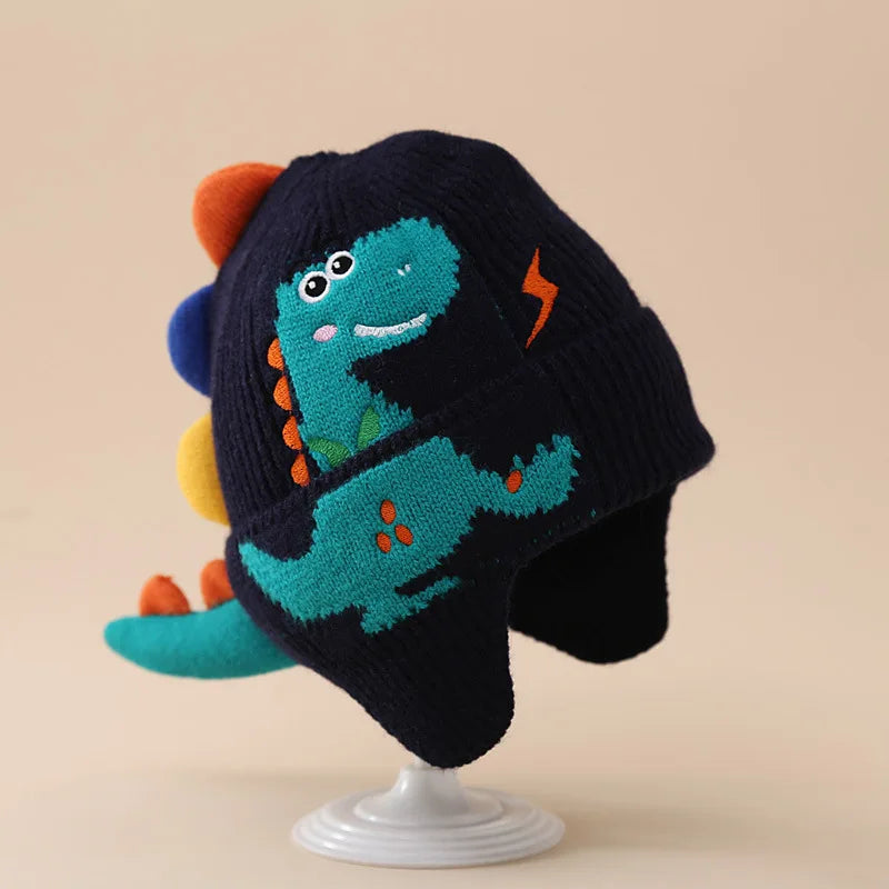 3D Dinosaur Kids Winter Hat Warm Ear Protection Beanie
