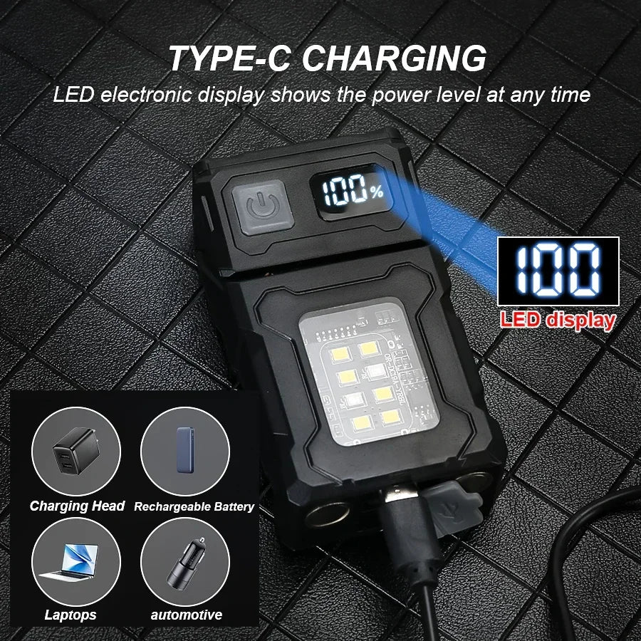 Mini USB Rechargeable COB LED Flashlight Work Light
