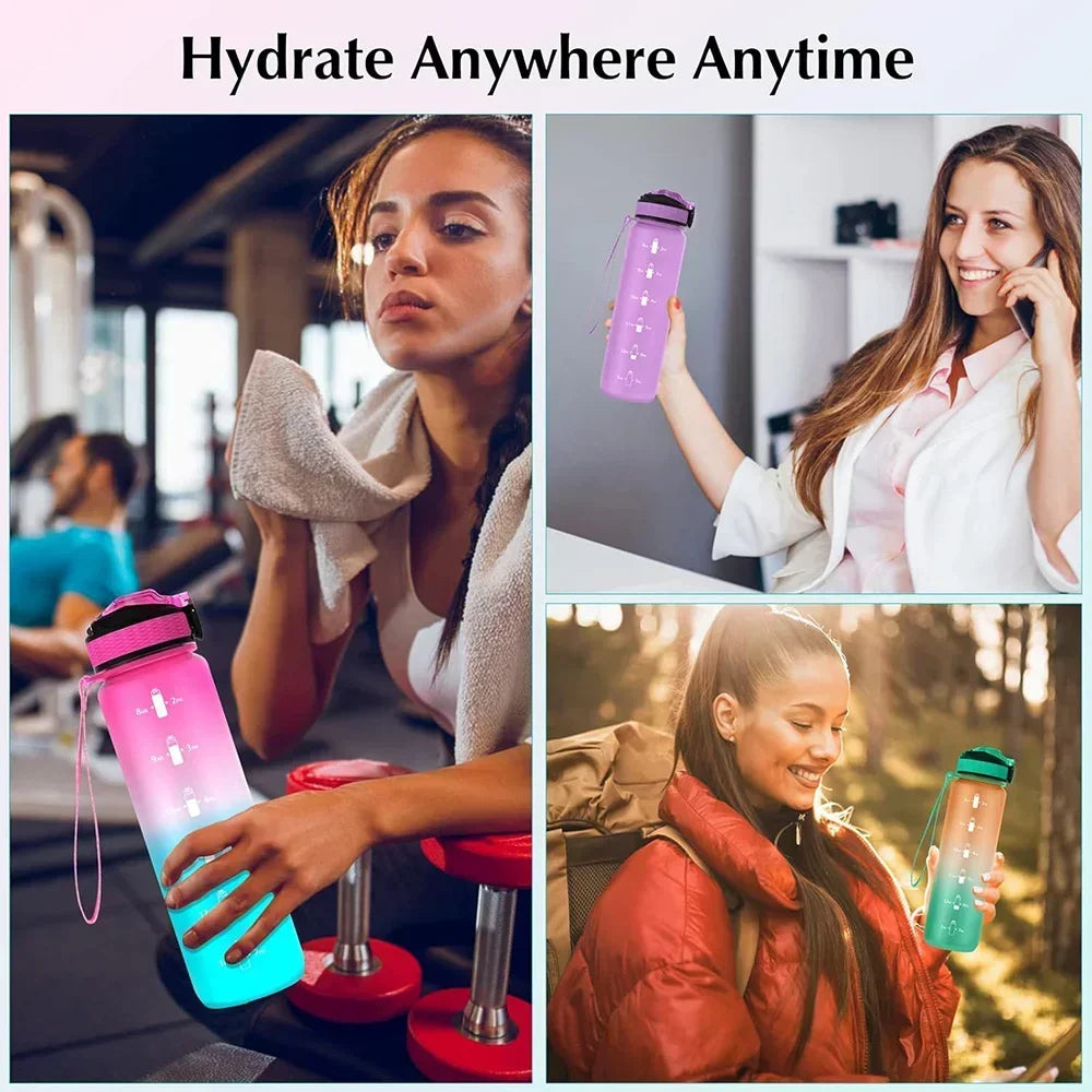 1000ml Motivational Sports Water Bottle with Time Marker