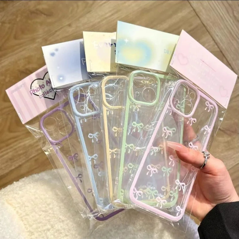 Cute Pink Bow Clear Case for iPhone 11 12 13 14 15 Pro Max