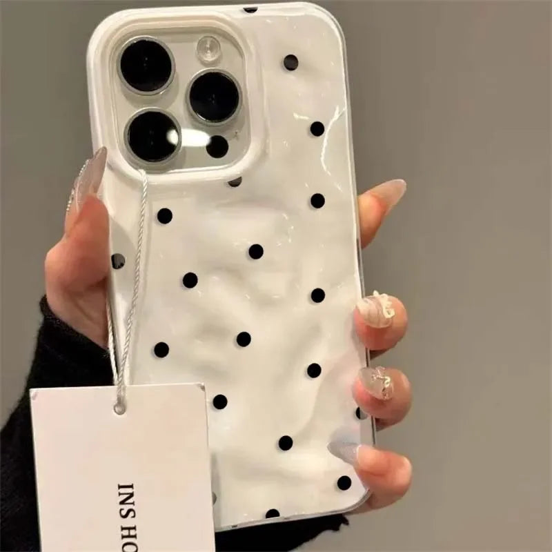 Polka Dot Solid Color Phone Case for iPhone 17 16 15 14 Pro Max Cover