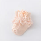 Newborn Baby Girl Lace Socks Princess Bow Cotton Socks 0-24M