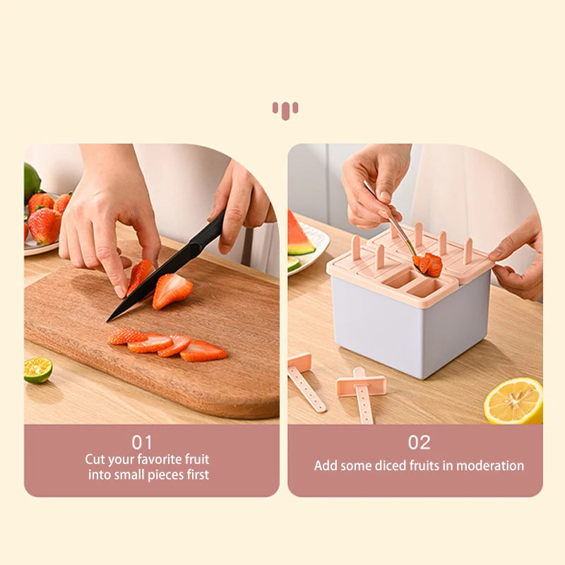 Food Grade Silicone Ice Cream Mold with Lid – BPA Free Popsicle Maker Kit