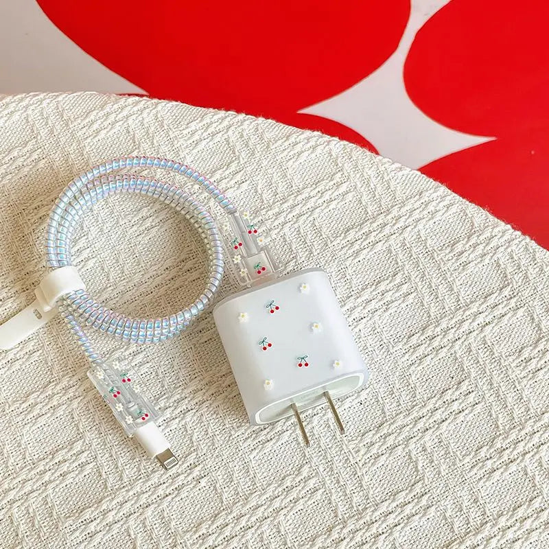 Cute Cherry Charger Cover for iPhone 20W USB Cable Protector