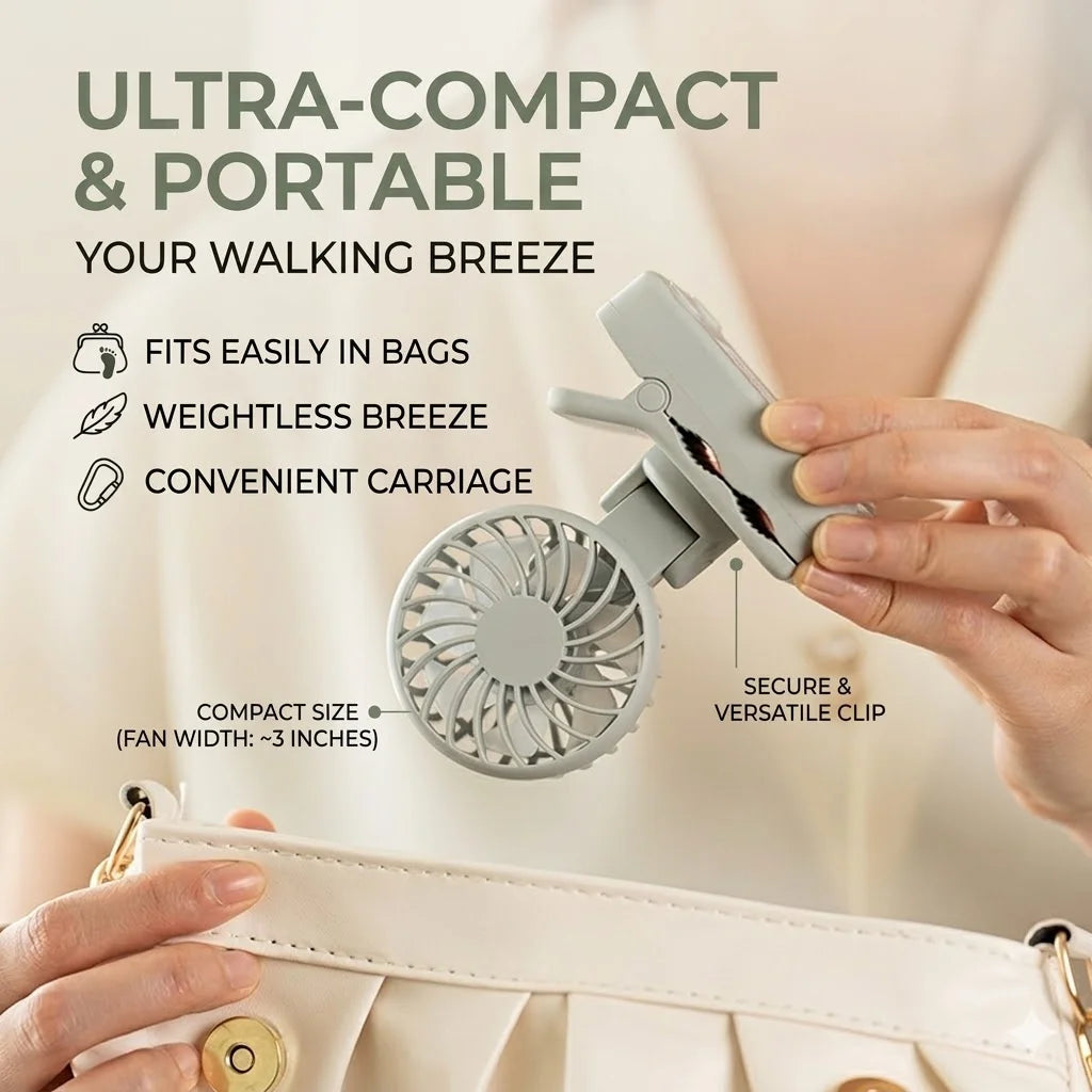 Portable Clip-On Fan UK 1200mAh USB-C Rechargeable Desk Fan