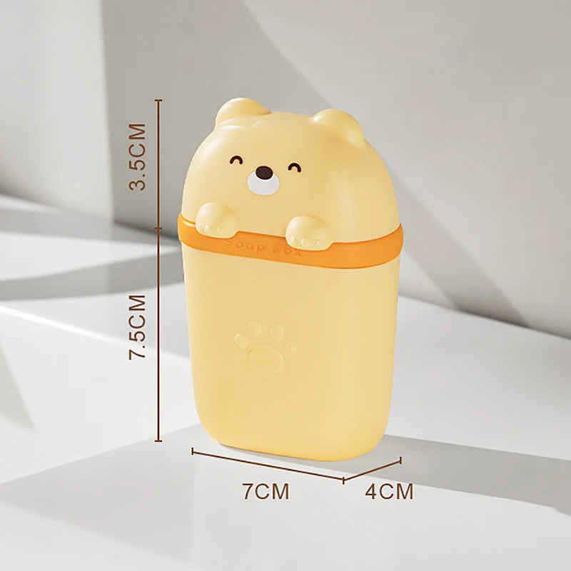 Cartoon Bear Soap Box – Waterproof Portable Travel & Bathroom Storage Case