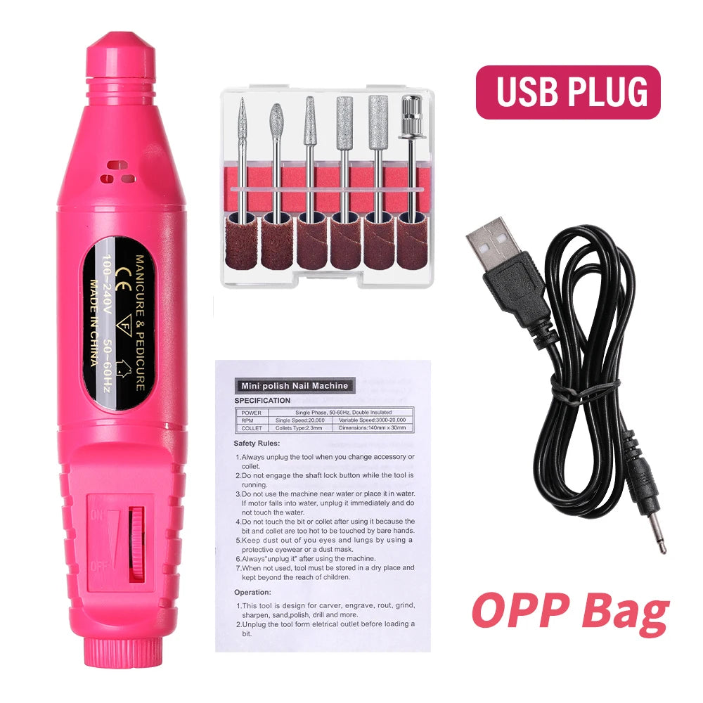 LINMANDA 6 in 1 Electric Nail Drill Kit Portable Manicure File Machine
