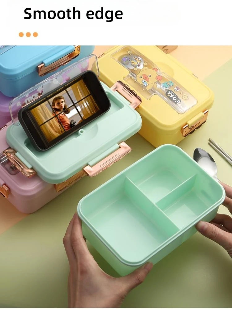 Cute Dinosaur Kids Lunch Box 3 Grid Bento Container for Students