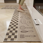 VIKAMA Kitchen Floor Mat Cartoon Dirt Resistant Non-Slip Velvet Carpet