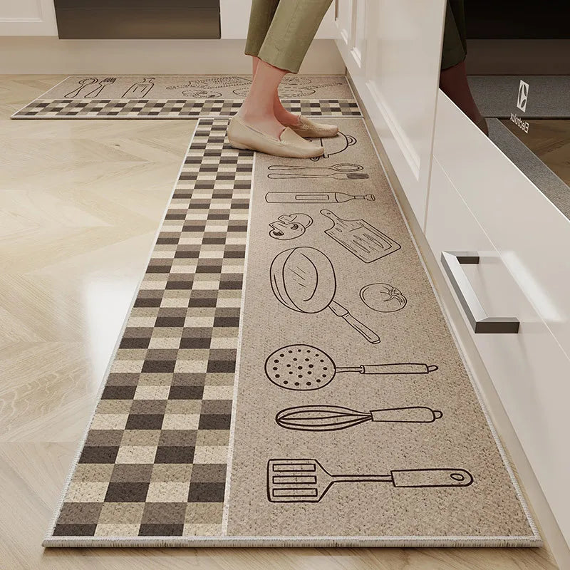 VIKAMA Kitchen Floor Mat Cartoon Dirt Resistant Non-Slip Velvet Carpet Main image