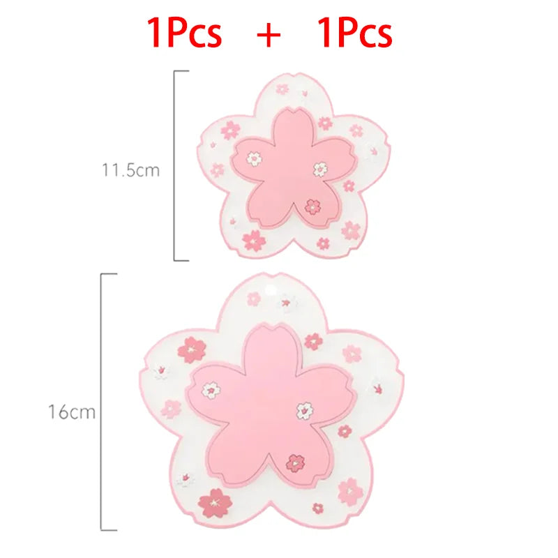 Kawaii Pink Sakura Silicone Coasters Blossom Cup Mats Home Décor Gift