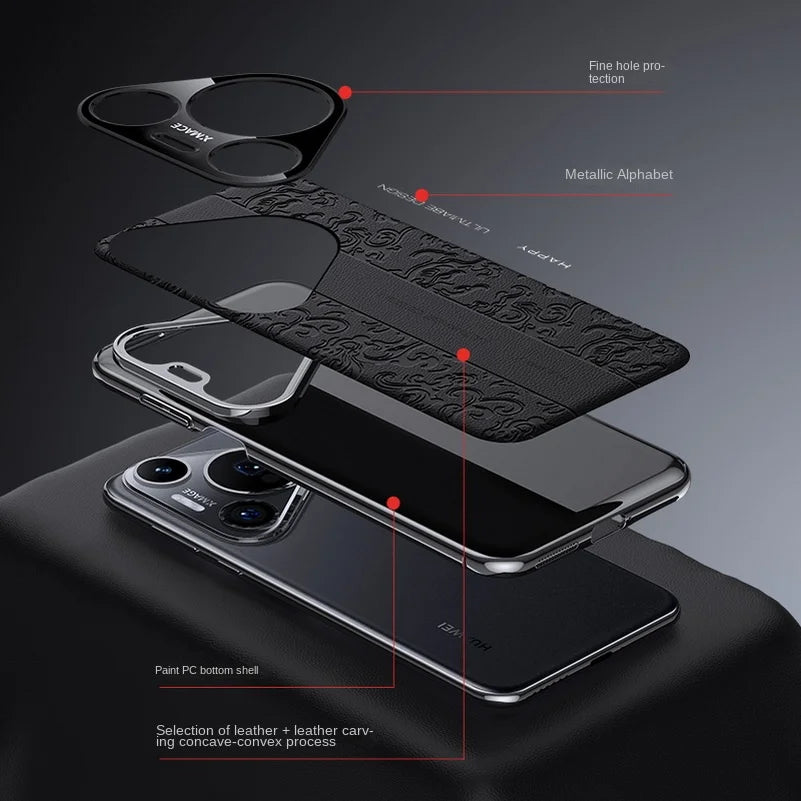 Embossed Leather Case for Huawei Pura 80 70 Ultra Pro & P60 Cover Secondary image