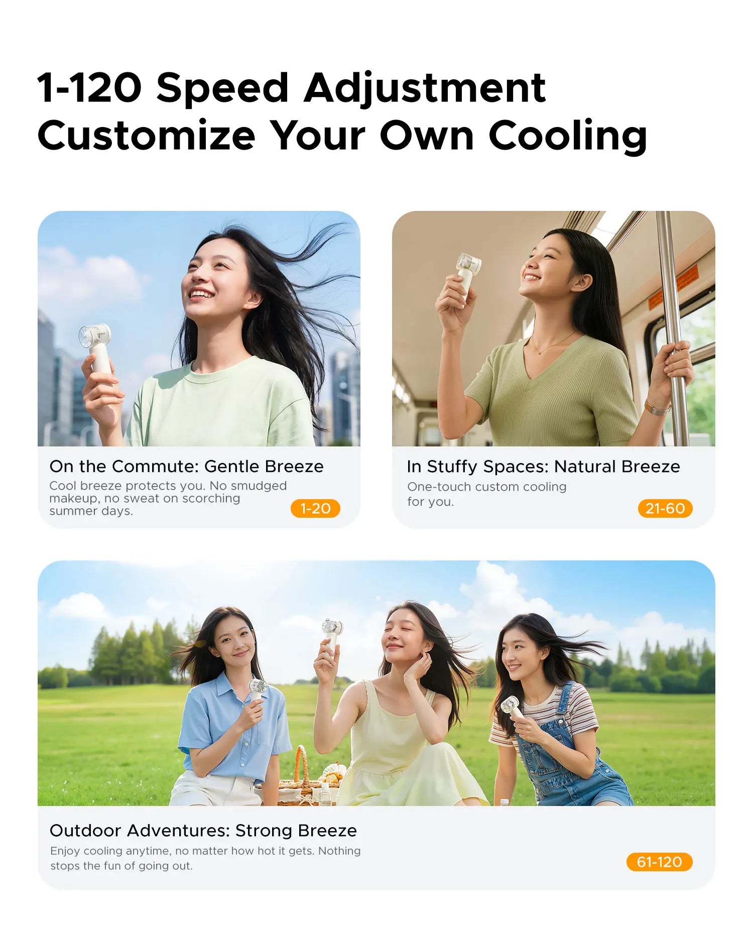 ORICO 3000mAh Portable Fan UK High-Speed Foldable Cooling Fan