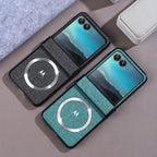 Magnetic Luxury Woven Leather Case for Motorola Razr 70 60 50 Ultra