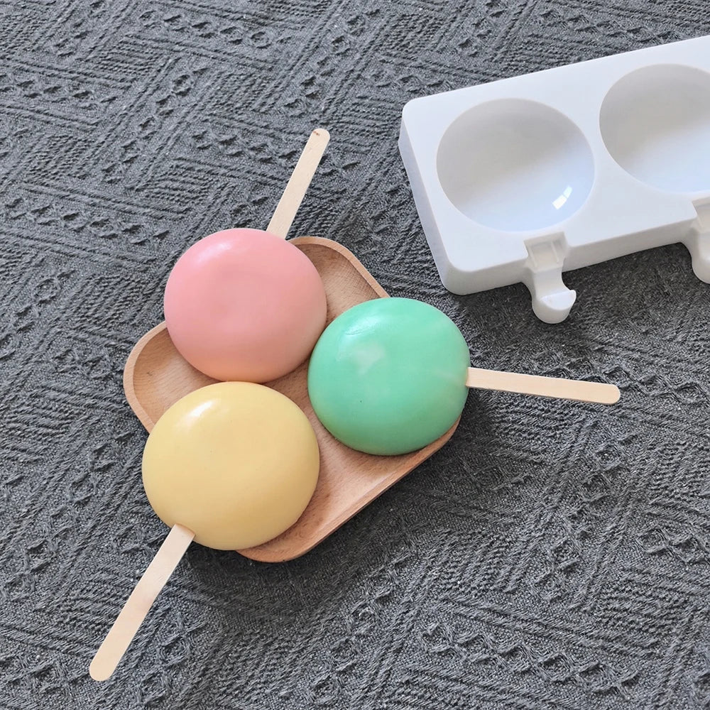 4 Hole Silicone Ice Cream Mold – Semi-Circular DIY Ice Cream Tray Maker