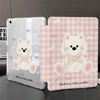 Pink Plaid Puppy Pencil Holder Case for iPad Pro 11 12.9 Mini 6