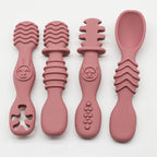 4PCS Silicone Baby Food Spoon Set for 6+ Months Feeding