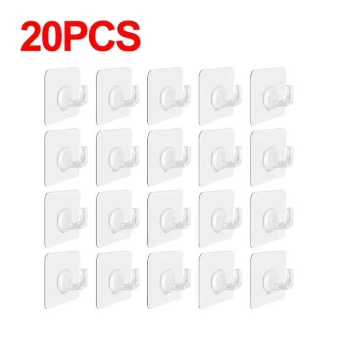 Self-Adhesive Transparent Wall Hooks Heavy Duty Sticky Hooks Set