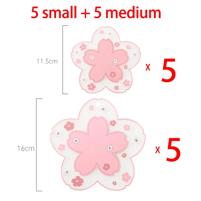 Kawaii Pink Sakura Silicone Coasters Blossom Cup Mats Home Décor Gift