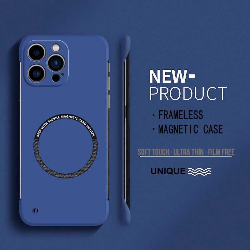 Magnetic Frameless Case for iPhone 15 14 13 12 11 Pro Max