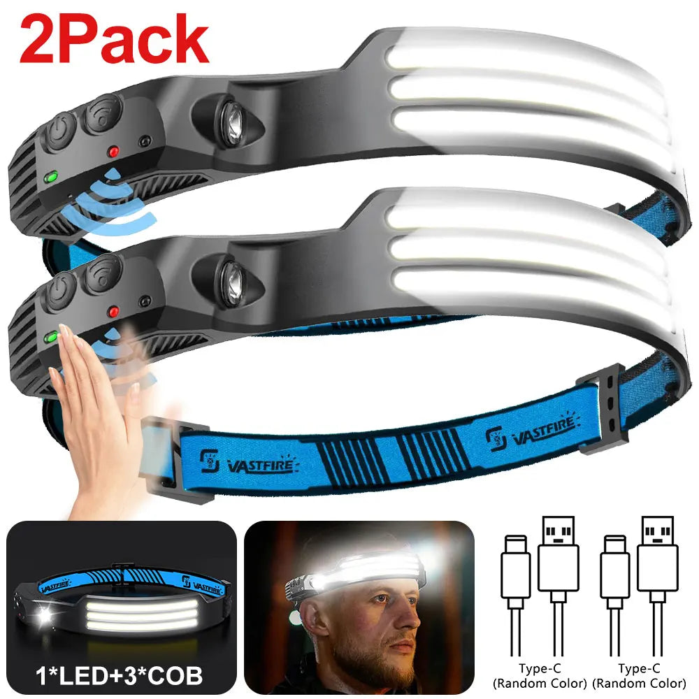 USB Rechargeable Induction COB LED Headlamp Waterproof