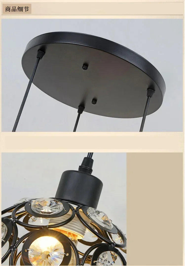Crystal Restaurant Chandelier Single Head Ceiling Lamp