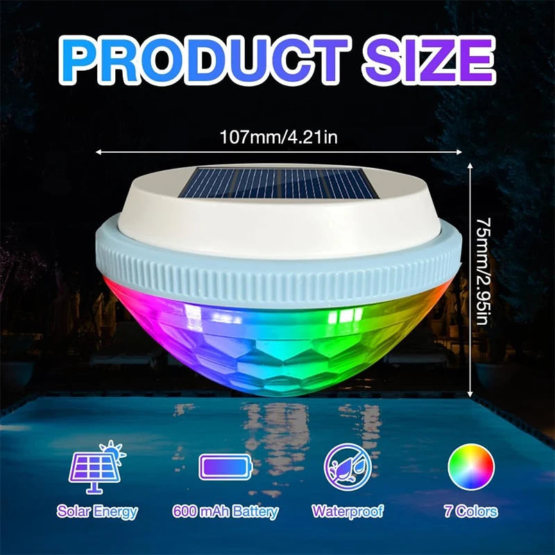 Solar Floating Pool Light 7 Color Waterproof LED Lamp